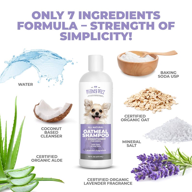 Mighty Petz 2-in-1 Oatmeal Dog Shampoo and Conditioner â€“ 16 oz Natural Support for Allergies, Itchy Sensitive Skin. Moisturizing & pH Balanced for Dogs with Oatmeal and Aloe Vera - Image 2